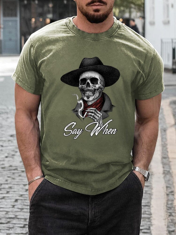 Stylish Soft Skeleton Graphic T-shirt T-shirt coofandy Army Green S 