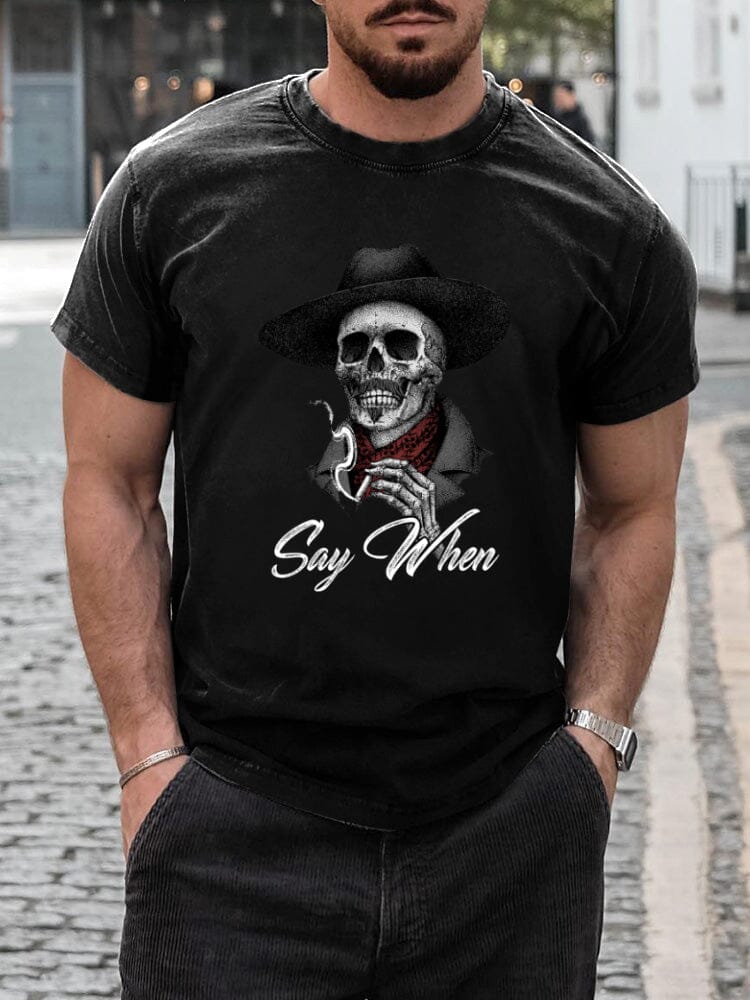 Stylish Soft Skeleton Graphic T-shirt T-shirt coofandy Black S 