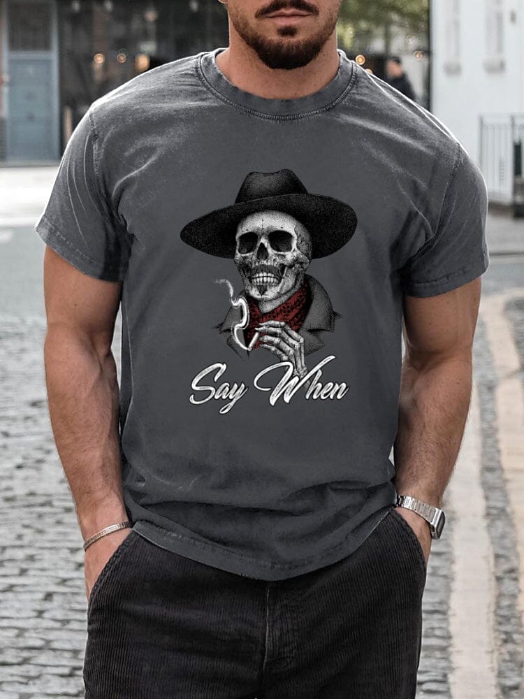 Stylish Soft Skeleton Graphic T-shirt T-shirt coofandy Dark Grey S 