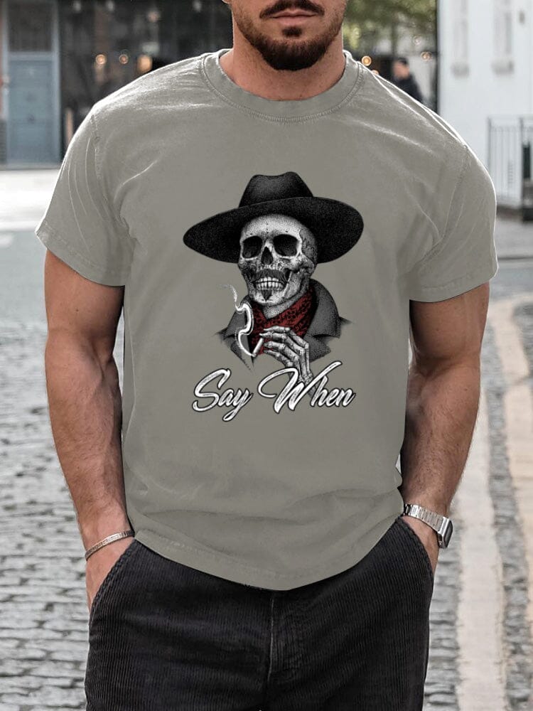 Stylish Soft Skeleton Graphic T-shirt T-shirt coofandy Light Grey S 