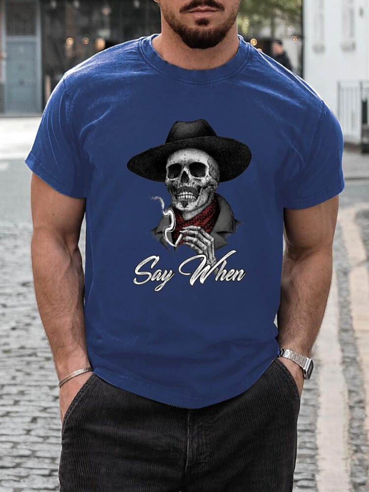 Stylish Soft Skeleton Graphic T-shirt T-shirt coofandy Sky Blue S 
