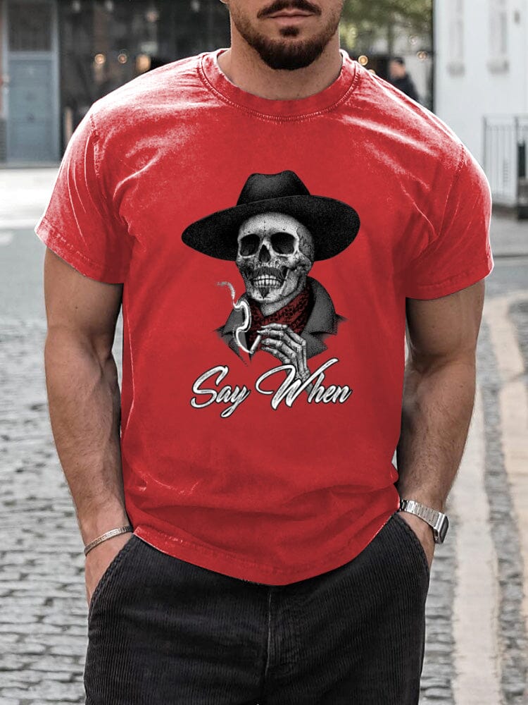 Stylish Soft Skeleton Graphic T-shirt T-shirt coofandy Red S 
