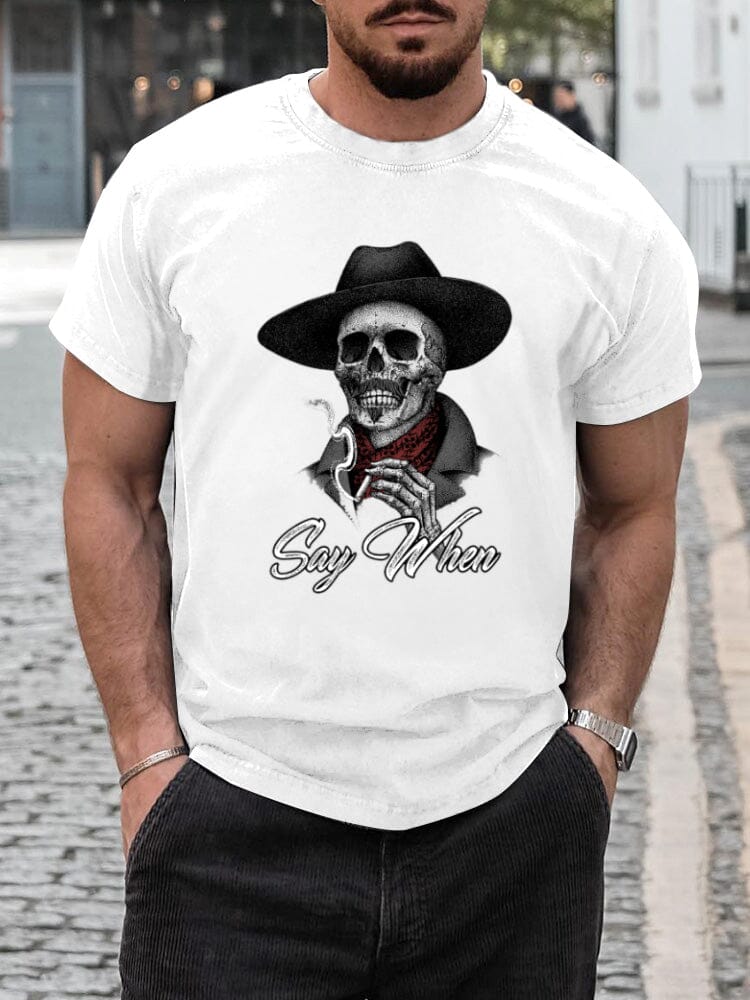 Stylish Soft Skeleton Graphic T-shirt T-shirt coofandy White S 