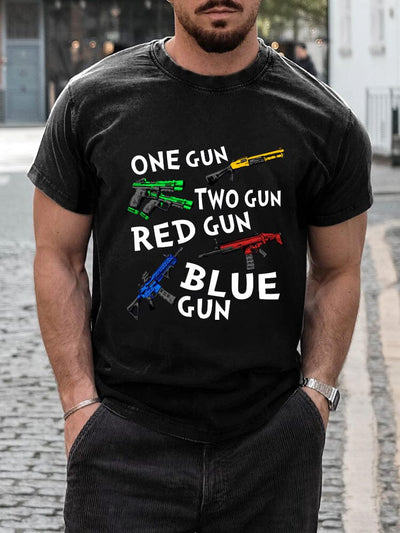 Casual Breathable Gun Print T-shirt T-shirt coofandy Black S 