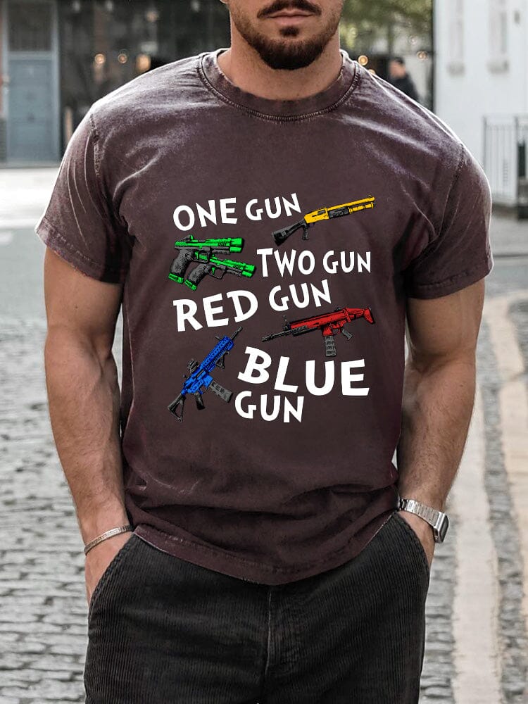 Casual Breathable Gun Print T-shirt T-shirt coofandy Brown S 