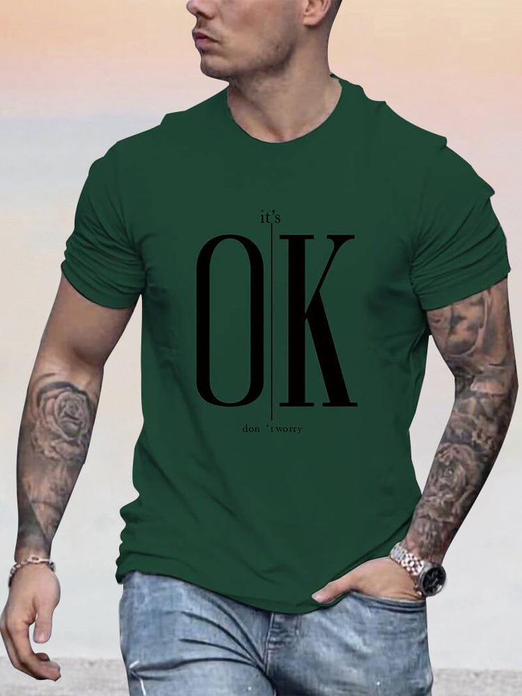 Soft Word Printed T-shirt T-shirt coofandy Dark Green S 