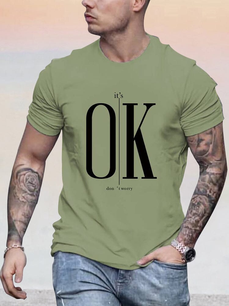 Soft Word Printed T-shirt T-shirt coofandy Green S 