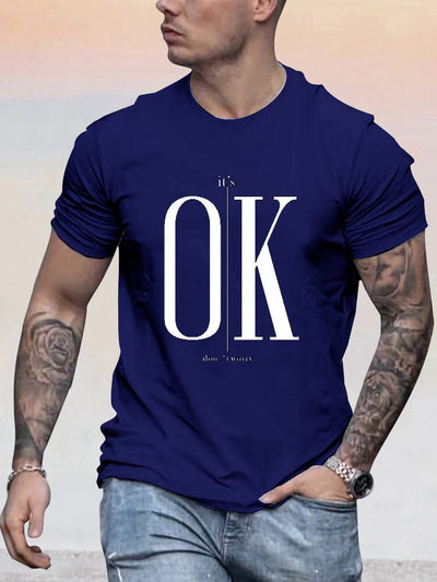 Soft Word Printed T-shirt T-shirt coofandy Navy Blue S 