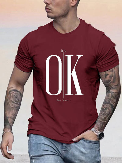 Soft Word Printed T-shirt T-shirt coofandy Wine Red S 