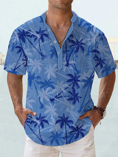 Soft Cotton Linen Hawaiian Shirt Shirts coofandy Blue S 