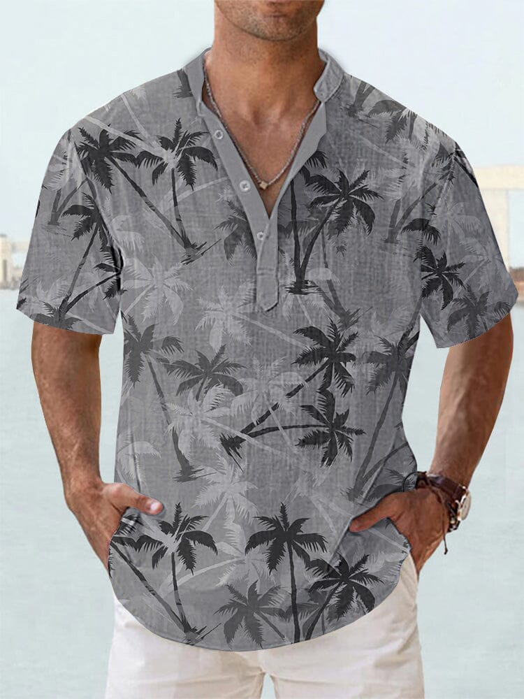 Soft Cotton Linen Hawaiian Shirt Shirts coofandy Grey S 