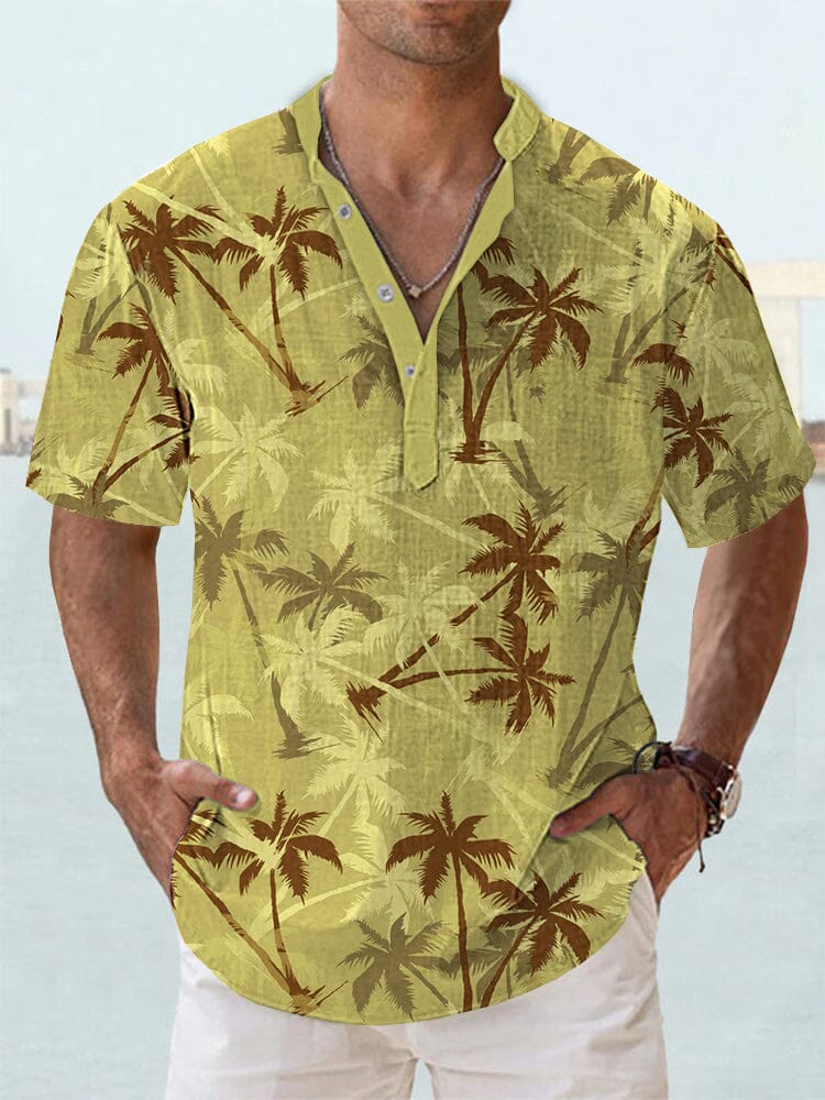 Soft Cotton Linen Hawaiian Shirt Shirts coofandy Yellow S 