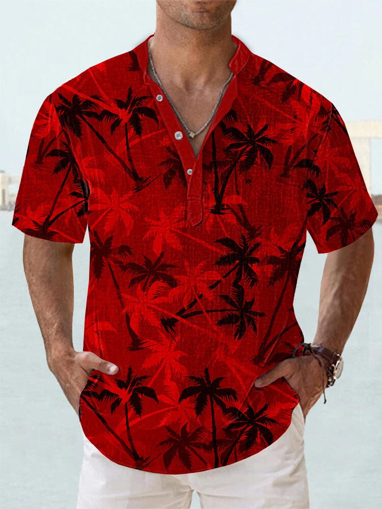 Soft Cotton Linen Hawaiian Shirt Shirts coofandy Red S 