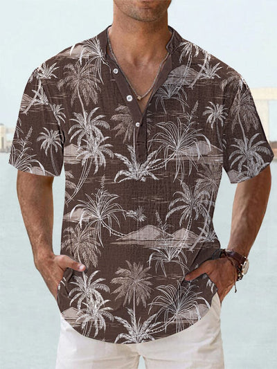 Soft Cotton Linen Hawaiian Shirt Shirts coofandy Brown S 