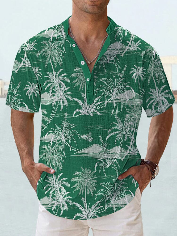 Soft Cotton Linen Hawaiian Shirt Shirts coofandy Green S 