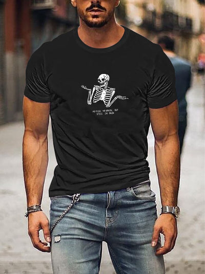 Casual T-Shirt With Skulls Graphic T-shirt coofandystore Black S 