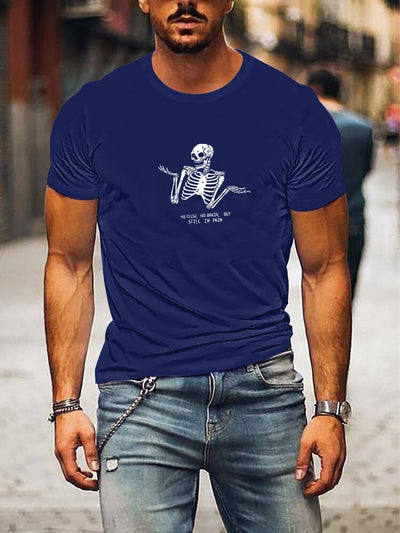 Casual T-Shirt With Skulls Graphic T-shirt coofandystore Dark Blue S 