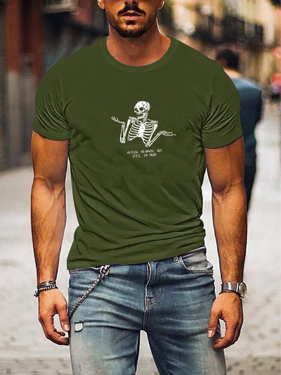 Casual T-Shirt With Skulls Graphic T-shirt coofandystore Green S 