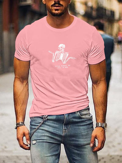 Casual T-Shirt With Skulls Graphic T-shirt coofandystore Pink S 