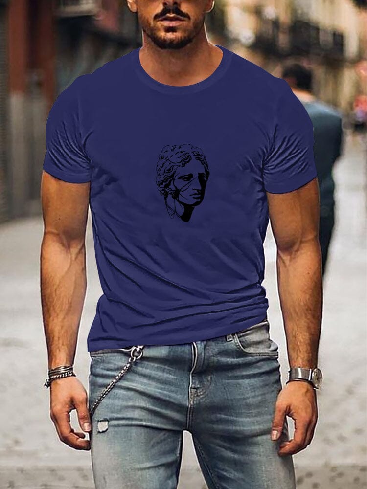 Casual Soft Printed T-shirt T-shirt coofandystore Dark Blue S 