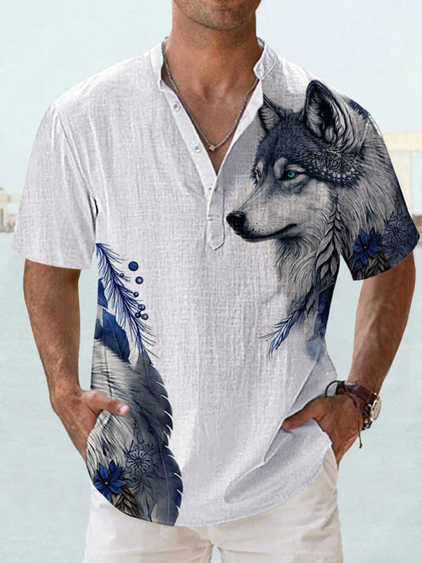 Casual Wolf Graphic Shirt Shirts coofandystore White M 