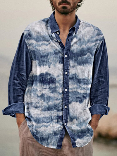 Soft Printed Cotton Linen Button Shirt Shirts coofandy PAT4 S 