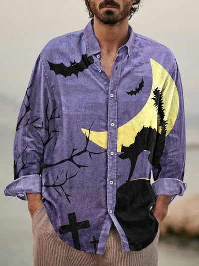 Halloween Graphic Cotton Linen Shirt Shirts coofandystore PAT3 S 