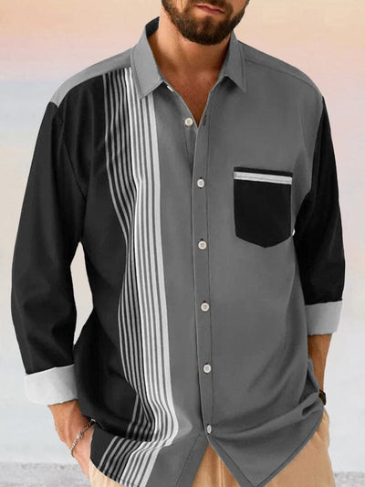 Cozy Stripe Splicing Shirt Shirts coofandystore Grey S 
