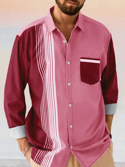Cozy Stripe Splicing Shirt Shirts coofandystore Pink S 
