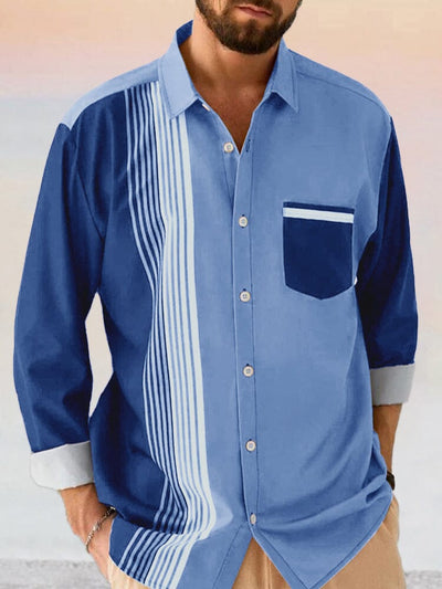 Cozy Stripe Splicing Shirt Shirts coofandystore Sky Blue S 