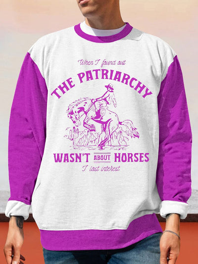 Casual Color Block Graphic Sweatshirt Hoodies coofandy Purple S 