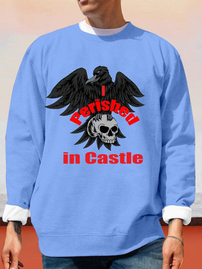 Stylish Eagle Skull Print Sweatshirt Sweatshirts coofandy Blue S 