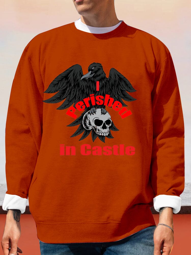 Stylish Eagle Skull Print Sweatshirt Sweatshirts coofandy Orange S 