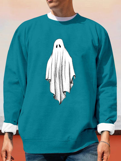 Unique Ghost Printed Sweatshirt Sweatshirts coofandy Blue Green S 