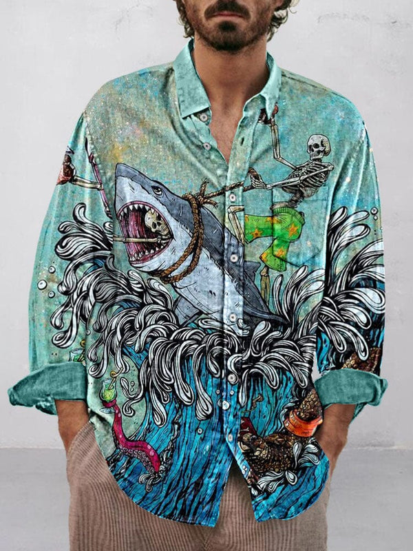 Creative Graphic Cotton Linen Shirt Shirts coofandy PAT4 S 