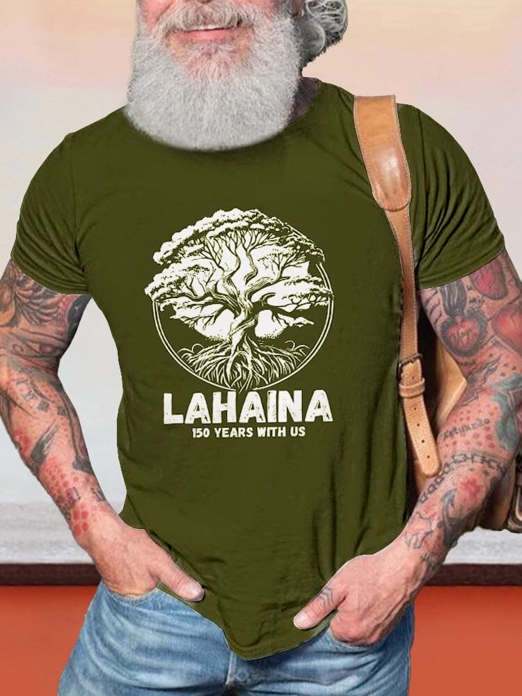 Casual Lahaina Graphic T-shirt T-shirt coofandy Army Green S 