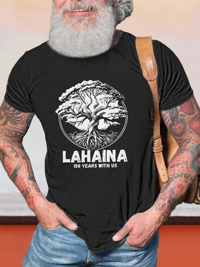 Casual Lahaina Graphic T-shirt T-shirt coofandy Black S 