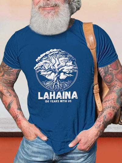 Casual Lahaina Graphic T-shirt T-shirt coofandy Blue S 