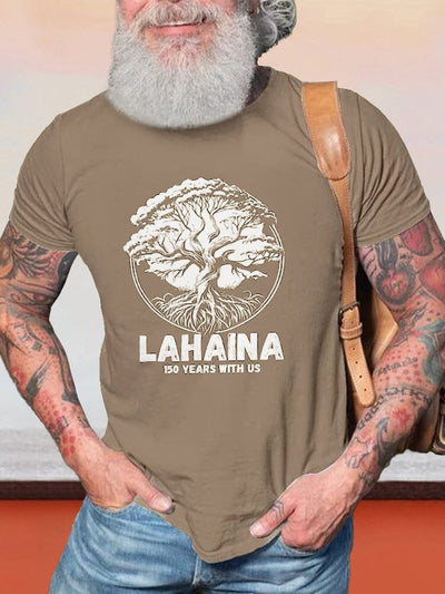 Casual Lahaina Graphic T-shirt T-shirt coofandy Khaki S 