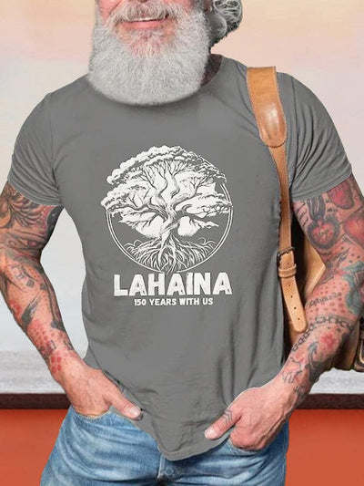 Casual Lahaina Graphic T-shirt T-shirt coofandy Grey S 