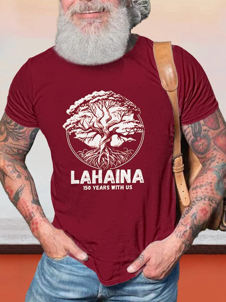 Casual Lahaina Graphic T-shirt T-shirt coofandy Red S 