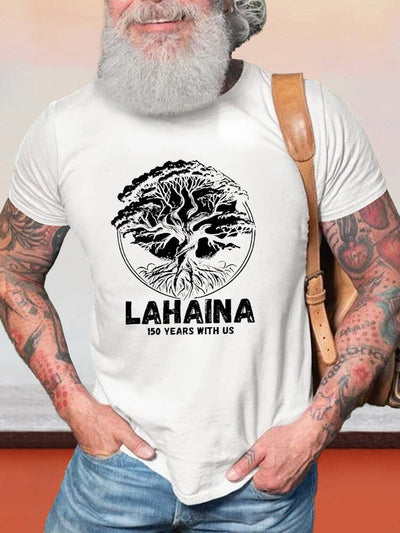 Casual Lahaina Graphic T-shirt T-shirt coofandy White S 