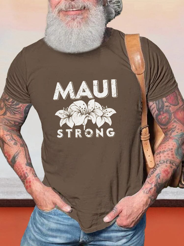 Casual Maui Printed T-shirt T-shirt coofandy Brown S 