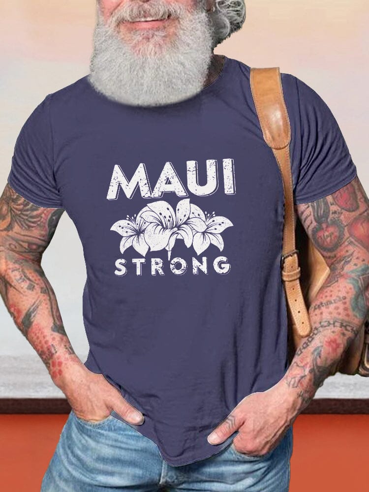 Casual Maui Printed T-shirt T-shirt coofandy Navy Blue S 