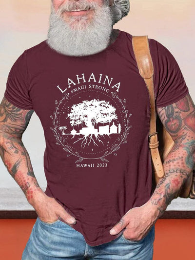 Cozy Lahaina Graphic T-shirt T-shirt coofandy Wine Red S 