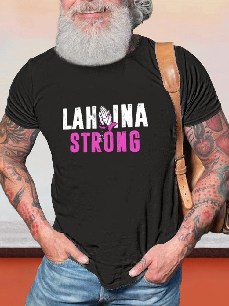 Casual Lahaina Strong Printed T-shirt T-shirt coofandy Black S 