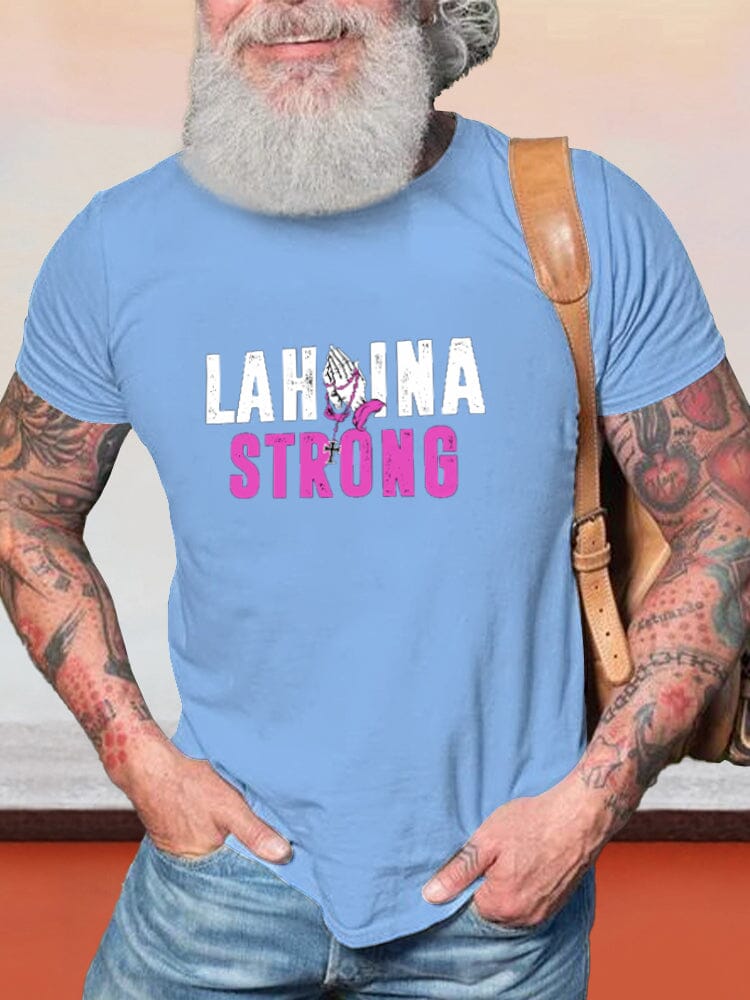 Casual Lahaina Strong Printed T-shirt T-shirt coofandy Clear Blue S 