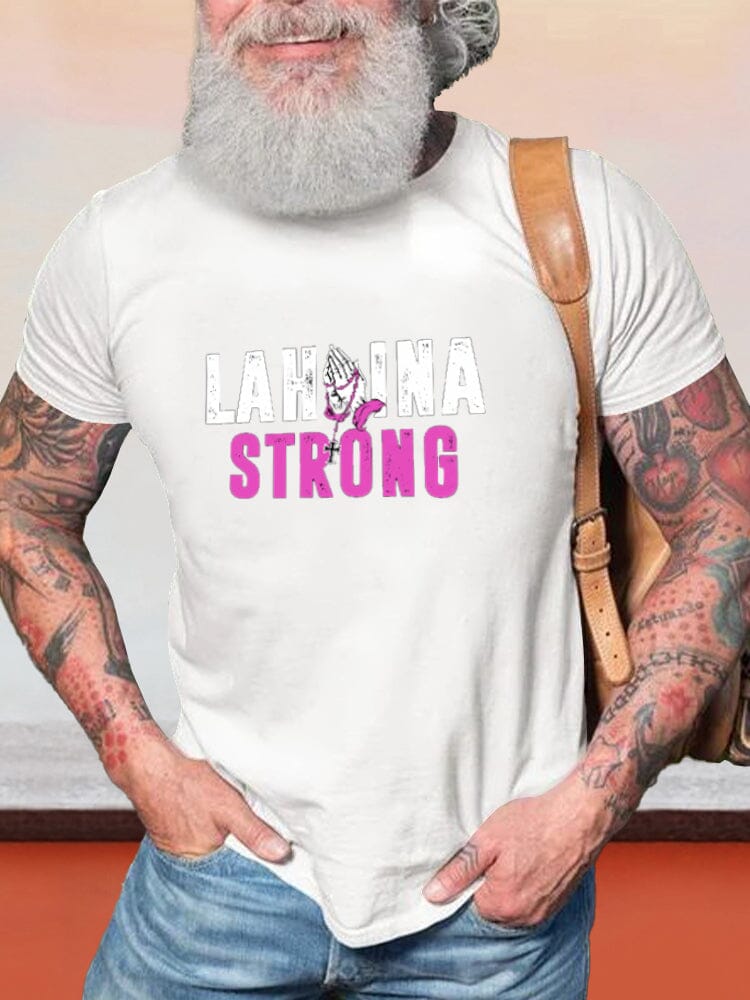 Casual Lahaina Strong Printed T-shirt T-shirt coofandy White S 