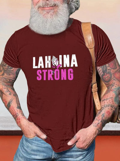 Casual Lahaina Strong Printed T-shirt T-shirt coofandy Wine Red S 