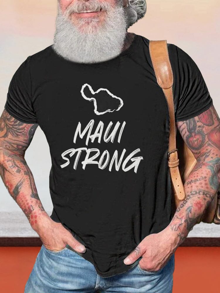Casual Maui Strong Printed T-shirt T-shirt coofandy Black S 